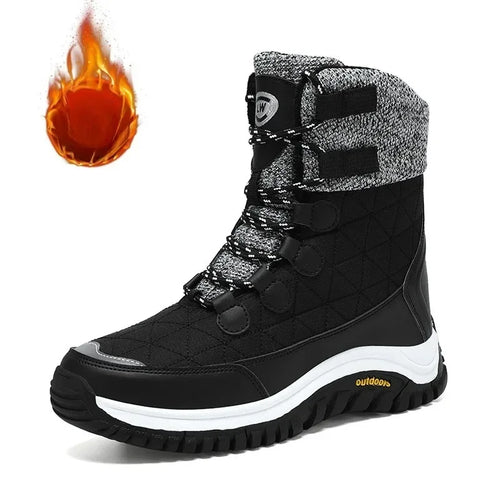 Hiking Shoes for Women High Quality Ankle Snow Boots Length Cotton  Winter Outdoor Fur Plush Warm Walking Shoe Solid Color